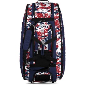 Boombah Beast Rolling Bat Bag - 40" x 14" x 13" - PS-9043-3001C23 Digital Camo Navy/Red - Holds 8 Bats, Glove and Shoe Compartments