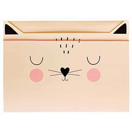 Elastic Folder A4 - Sturdy Cardboard - Soft-Touch Feel - Printed Inside and Outside - Funny Shape for Kids - Cat