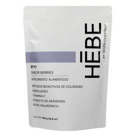HEBE - BTY Péptidos Bioactivos de Colágeno Hidrolizado Sabor Berries 300 g - Vitamina C, Extracto de Arandano, Endulzado con Monk Fruit, Suplemento Alimenticio, Collagen Peptides