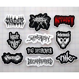 Death Metal Sticker Pack (10 Stickers) Set 2 Extreme Metal Vader Black Cattle Metal Autopsy Decapitation Lamb Pig of nile god Destroyer Behemoth Suffocation Aborted Suffocation