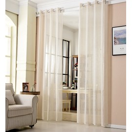 WOLTU VH5862cm One Panel Eyelet Sheer Curtain Rod Pocket Window Treatment Shower Slot Top Voile Curtain for Door Window Transparent Ring Top Curtain Cream 53" wide x 89" Drop/135x225cm|1 piece
