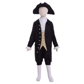 BPURB Kids Boys Steampunk Victorian Aristocrat Costumes Medieval Colonial Costume 18th Century Colonial America Costume, black