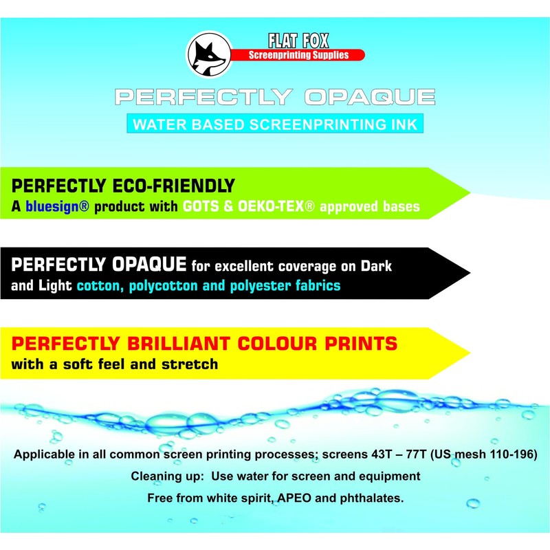 Flat Fox Screen Printing Opaque Water Based Fabric Inks (Green,