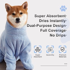 MANON ROSA Dog Bathrobe Towel - Absorbent Microfiber Robe for Small Medium Large Dogs and Cats - Quick-Drying Pet Drying Towel for After Bath Pool Beach (Medium)