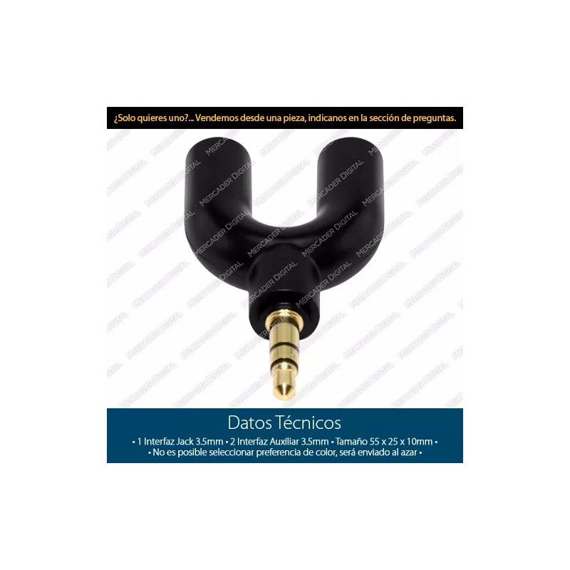 Mercader Digital Paquete De 10 Divisor Audio Splitter Jack 3.5mm