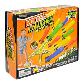 Hopture Rocket Launcher Power Air - Juego de juguetes con 10 cohetes de espuma multicolor, almohadilla de lanzamiento de pisotón, juego de actividades al aire última intervensión