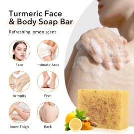 SADOER Turmeric & Kojic Acid Brightening Soap – Dark Spot Remover Glowing Skin Bar New