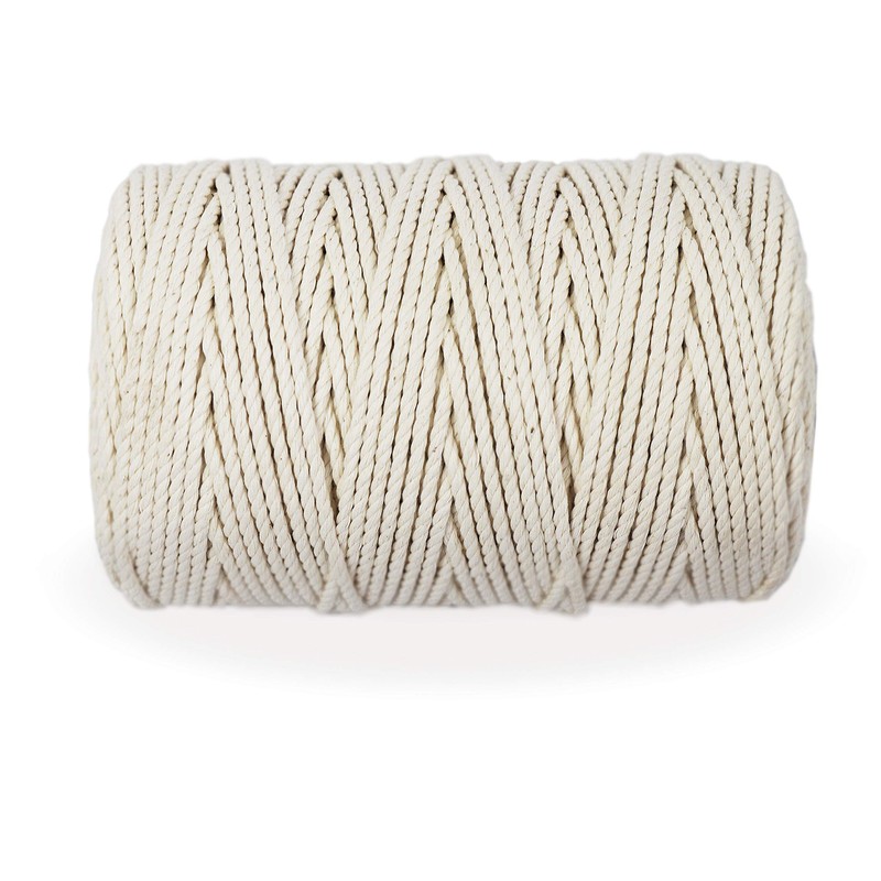 GRÜNTEK 3mm x 150m Macramé Cord - 100% Natural Cotton,