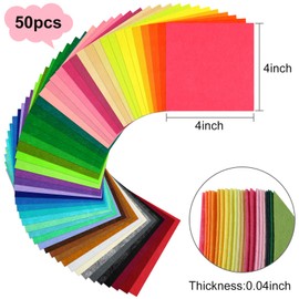 Morcheiong 50 Pcs Felt Fabric Soft Felt Fabric Sheet for Crafts DIY Handcraft Patchwork Nonwoven Sewing Squares (50 Colors, 4 * 4inch)