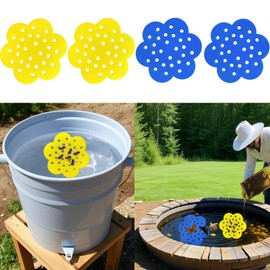 Pynibue 4 Pack Floating Bee Island - 6.1 Inch EVA Foam Bee Insect Watering Station & Butterfly Waterer, Bee Bath Bee Cups for Garden, Outdoor Decor, Thirsty Pollinators Drinking Rescue (Yellow, Blue)