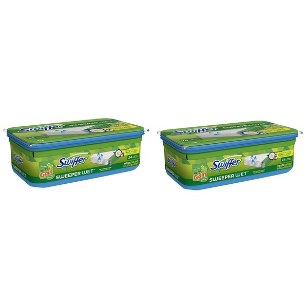 Swiffer Sweeper Wet fDNlv Mopping Pad Refills for Floor Mop Gain Scent, 24 Count (2 pack)