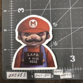Mario Mugshot Adult Humor Decal Sticker Skateboard Guitar B12M