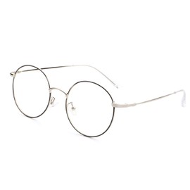 [Evimero] Blue Light Cut Glasses, Blue Light Cut Glasses, Stylish [With Hard Case] Ultra Lightweight, JIS Standards, 35% UV99%, Round Type, For Computers, Unisex, Black silver