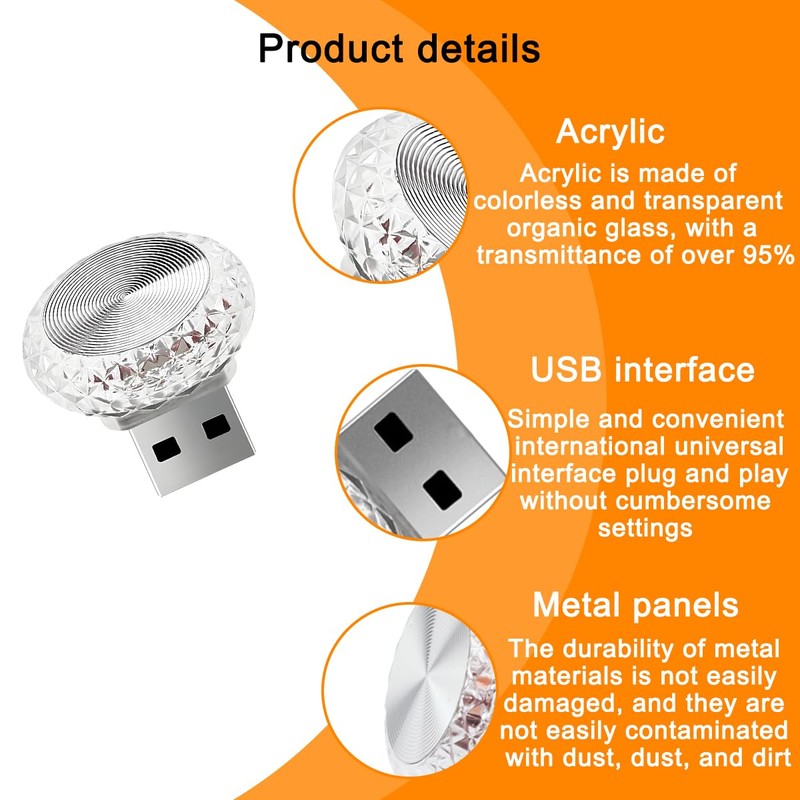 CGEAMDY Pack of 4 Light for Car USB Atmosphere, Automatic