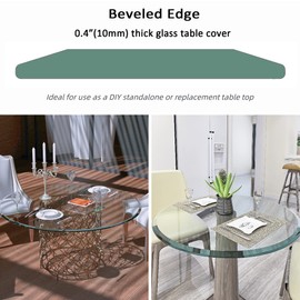 Round Transparent Tempered Glass Table Top, Multipurpose for Home Office Glass Countertop (Clear, 3/8" Thick-Beveled 36 inch)