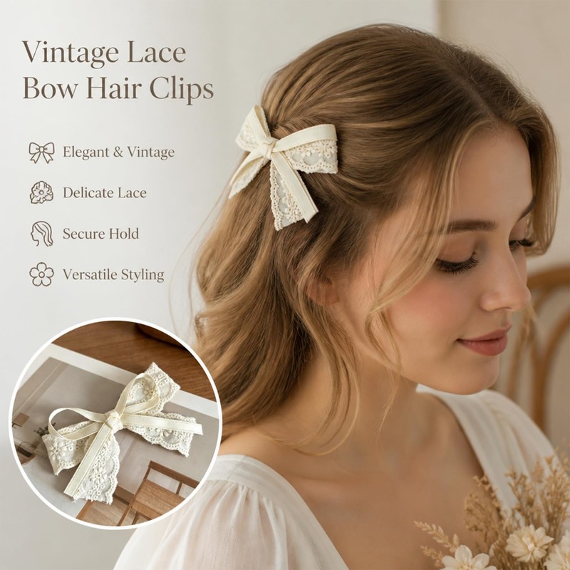 Hair Accessories Set - Pearl Hair Tie - Bow Clips