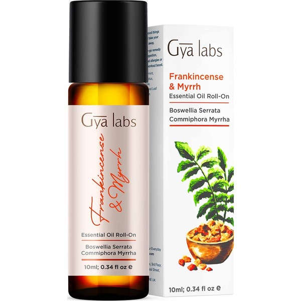 Gya Labs Frankincense & Myrrh Essential Oil Roll-On (10ml) - Deep, Earthy Scent