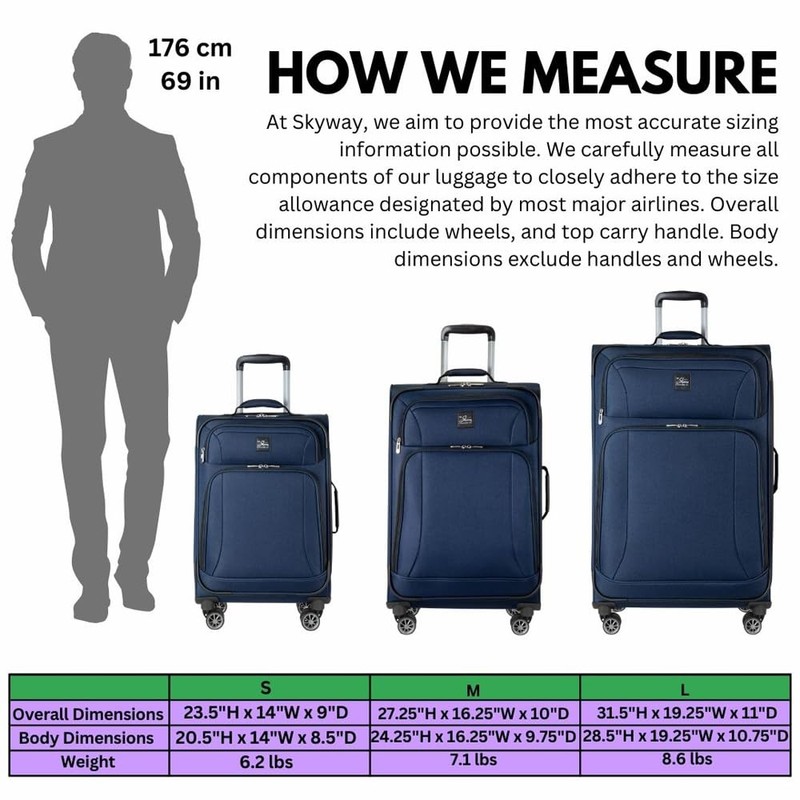 Skyway Epic Softside Medium Checked Luggage - Lightweight Suitcase with
