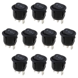 VGOL 10PCS Toggle Switch SPDT AC 10A/125V 6A/250V 3 Pins 3 Position ON/Off/ON Snap-in Car Round Rocker Switch for Car Boat Motorcycle Water Dispenser