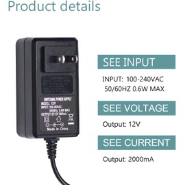 12V 1A AC/DC Adapter Switching Power Supply 100-240V AC to DC 12W 12V 1A Wall Charge for CCTV Camera, LED Strip Light, Routers, Speakers, Home Appliances, Scanner,Plug 2.1mm X 5.5mm