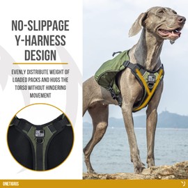 OneTigris Y-Shaped Dog Backpack with Handle, Pockets & No Pull D-Rings, Lightweight Hiking Gear for Dogs Hunting Camping Travel (Large, Green)