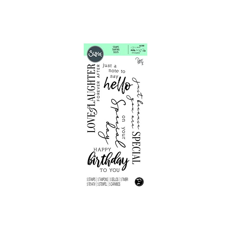 Sizzix Clear Stamps 5PK Sunnyside Sentiments #6 by Pete Hughes