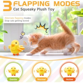 SmartTail Cat Toys Rechargeable Flapping Duck, Lifelike Quacking Sound, Touch Activated Kitten Plush Toy Interactive Cat Exercise Toys for All Indoor Cat Kicker Toys 4.0 Inches