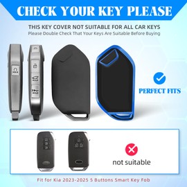 QBUC for KIA Key Fob Cover with keychian,TPU Protection Key Case Compatible with Telluride 2023 2024 2025 EV5 Sorento K4 K5 GT-Line Remote Smart Key Fob Protector (Blue)