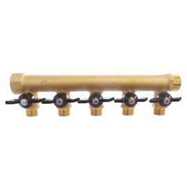 SOMATHERM FOR YOU - Brass distributor with integrated mini valves - 5 descents male 15/21-20/27 female input - output buck 20/27
