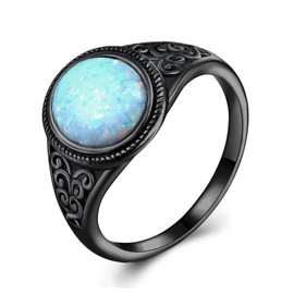 Daixiya Irish Opal Rings for Women 925 Sterling Silver Filigree/Elephant/Angel Wings Opal Ring Irish Jewelry Ireland Gifts for Women Mom, 7, Sterling Silver, Created Opal