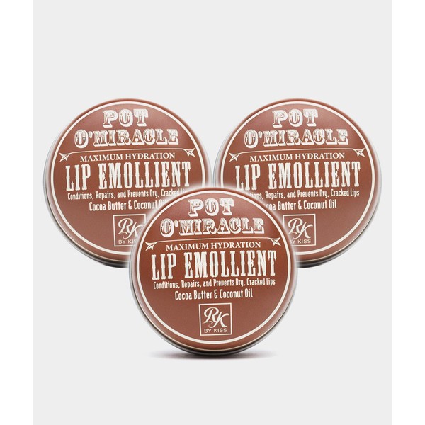 Ruby Kisses Pot O' Miracle Maximum Hydration, Cocoa Butter & Coconut Oil (Lip Emollient, 3 Pack)