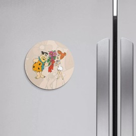 Unbranded The Flintstones Fred Wilma Flowers Cartoon | 4'' X 4'' Round Decorative Magnet