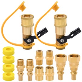 14pcs Propane Quick Connect Fittings,1/4" RV Propane Quick Connect Fittings Adapter with 3/8" Flare x 1/4" NPT Male Pipe Half-Union Fitting 1/4" Male NPT 1/4" Female NPT (14 Pieces)