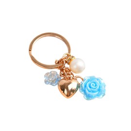 MMIUAEG Elegant Rose Flower Charm Keychain Cute Flower Plant Keychain Keyring for Women Backpack Purse Car Key Accessory Decor-Blue