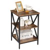 Segawe 24'' End Side Table with Storage Shelf and X-Shaped