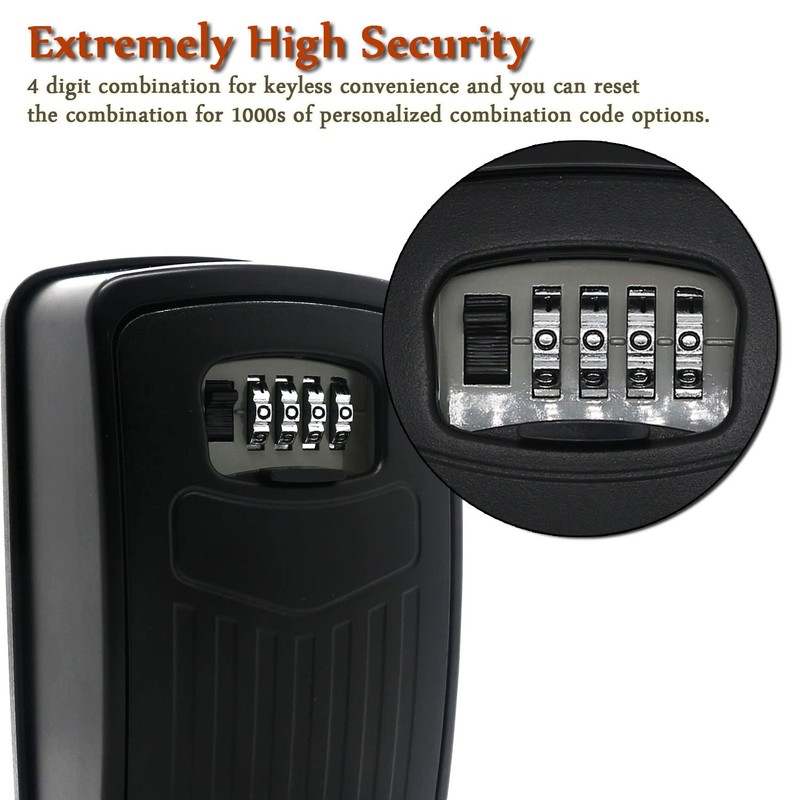 Extra Large Key Storage Security Lock,V-Resourcing Door Knob Mounted,Resettable 4