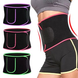 Regerly Slimming Belt Pack of 3 Fitness Belt Back Bandage Men and Women Fitness Belt Sweat Belt Slimming Waist Trainer Waist Shaper Sweat Off Belt Waist for Fitness Sports Slimming, Purple, Red, Green