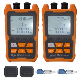 2PC Fiber Optic Tester Portable Fiber Light Power Meter FC/SC/ST Universal Interface Fiber Tester Built-in 2mW Visual Fault Locator (OPM&VFL) with FC to LC Adapter