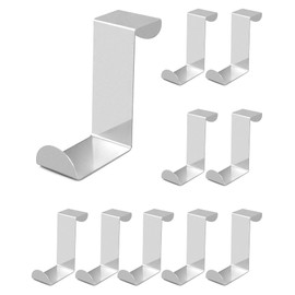 QWORK® 10Pcs Over Door Hook, Door Hooks for Hanging, Z-Shaped, Stainless Steel, for Coat, Bag, Hat, Towel