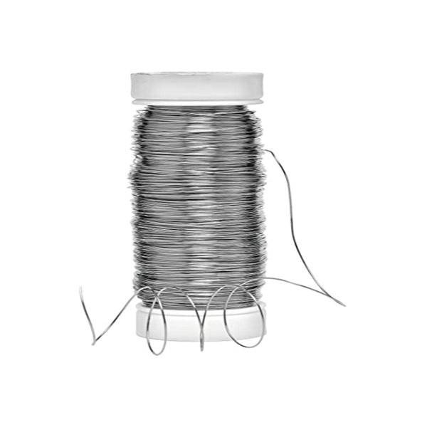 Rayher 2402500 Silver Wire with Copper Core, 0.30 mm Diameter, Plastic Spool 100 m, Nickel-Free, Silver Wire for Crafts, Binding Wire, Winding Wire, Jewellery Wire