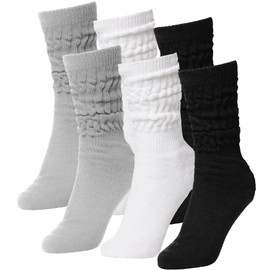 BRUBAKER Womens Or Mens Fitness Workout Slouch Gym Socks Black/White/Light Grey 6 Pack EU39-42 / US6.5-10