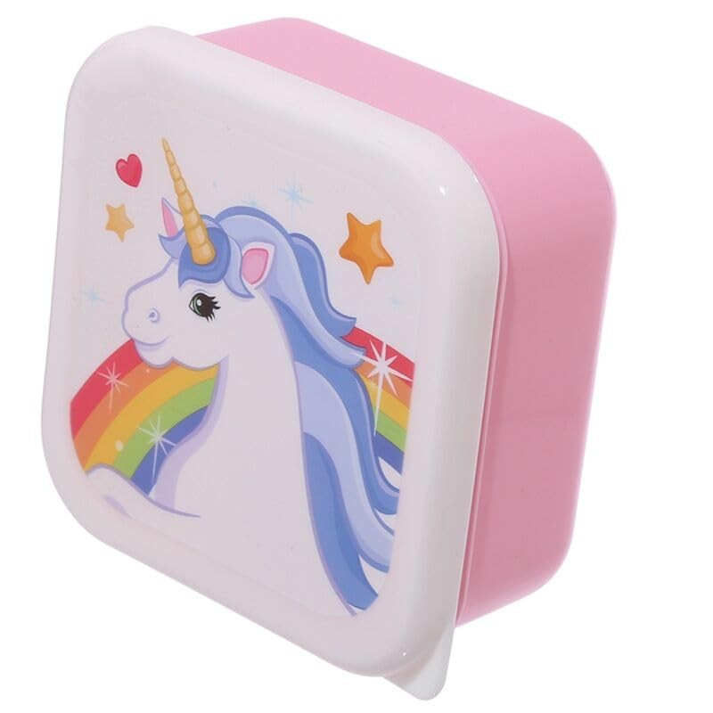 eMKay® Rainbows Unicorn Lunch Box Set of 3 – Stackable Food Storage Containers (250 ml/350 ml/550 ml) | BPA‑Free Polypropylene