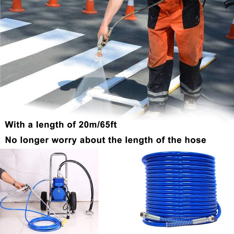 65ft x 1/4" Airless Paint Spray Hose, Blue Color Sprayer