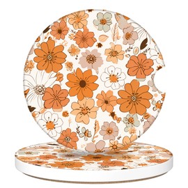 Car Coasters for Cup Holders Absorbent Ceramic Car Cup Holder Coasters with Cork Base, 2 Pack Car Cup Coasters Insert for Women Men Car Cup Coasters 2.56"