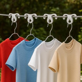 Washing Line Hanger Hooks (Pack of 40) Windproof Washing Line Clips Prevent Peg Marks & Stop Hangers Sliding, Ideal for Outdoor Drying