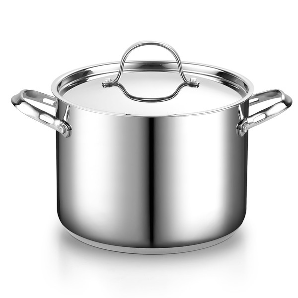 Cooks Standard 8-Quart Classic Stainless Steel Stockpot with Lid, 8-QT, Silver