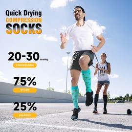 Cerpite - Calcetines de compresión para mujeres y hombres, 6 pares de calcetines de compresión hasta la rodilla, 20-30 mmhg, los mejores para correr, enfermera, viajes, Surtido-06, L-XL