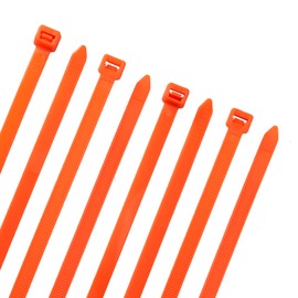 HORZEFIX Cable Ties Pack of 100 Orange Long UV Resistant Universal Ties 2.5/3.6/4.8/7.6 Wide (4.8 x 300 mm)