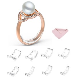 Invisible Ring Size Adjuster for Loose Ring, Ring Adjuster Sizer Fit Any Rings, For Assorted Sizes of Ring for Men/Women, Reducer Ring Guard, Jewelry Guard Spacer Tool (Transparent, Clip-ON, 8 PCS)