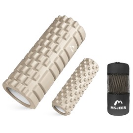 MOJEER YJZ033 (Khaki-V) Foam Roller, Myofascial Release, Set of 2, Large and Small, Myofascial Roller, Yoga Pole, Stretch Roller, Storage Bag, Japanese Manual Included
